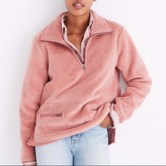 Madewell Jackets & Blazers - Madewell pink Sherpa popover, size Small